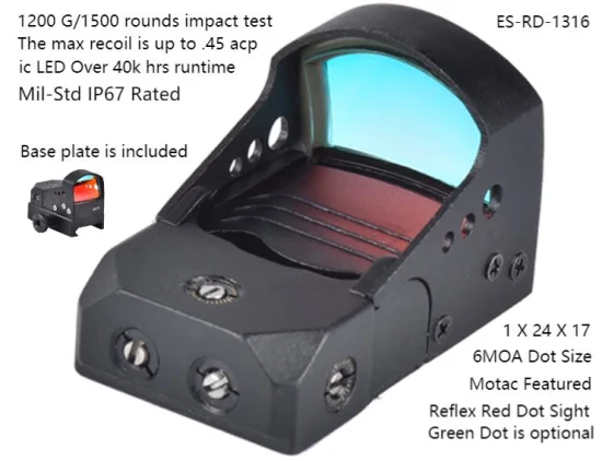 Mil-ARD Класс защиты IP67 6 МОА Сверхкомпактный тактический охотничий прицел 20 000 часов работы 4 часа с автоматическим отключением Красный точечный прицел Открытый рефлекторный прицел DOT Прицел Сетка прицела